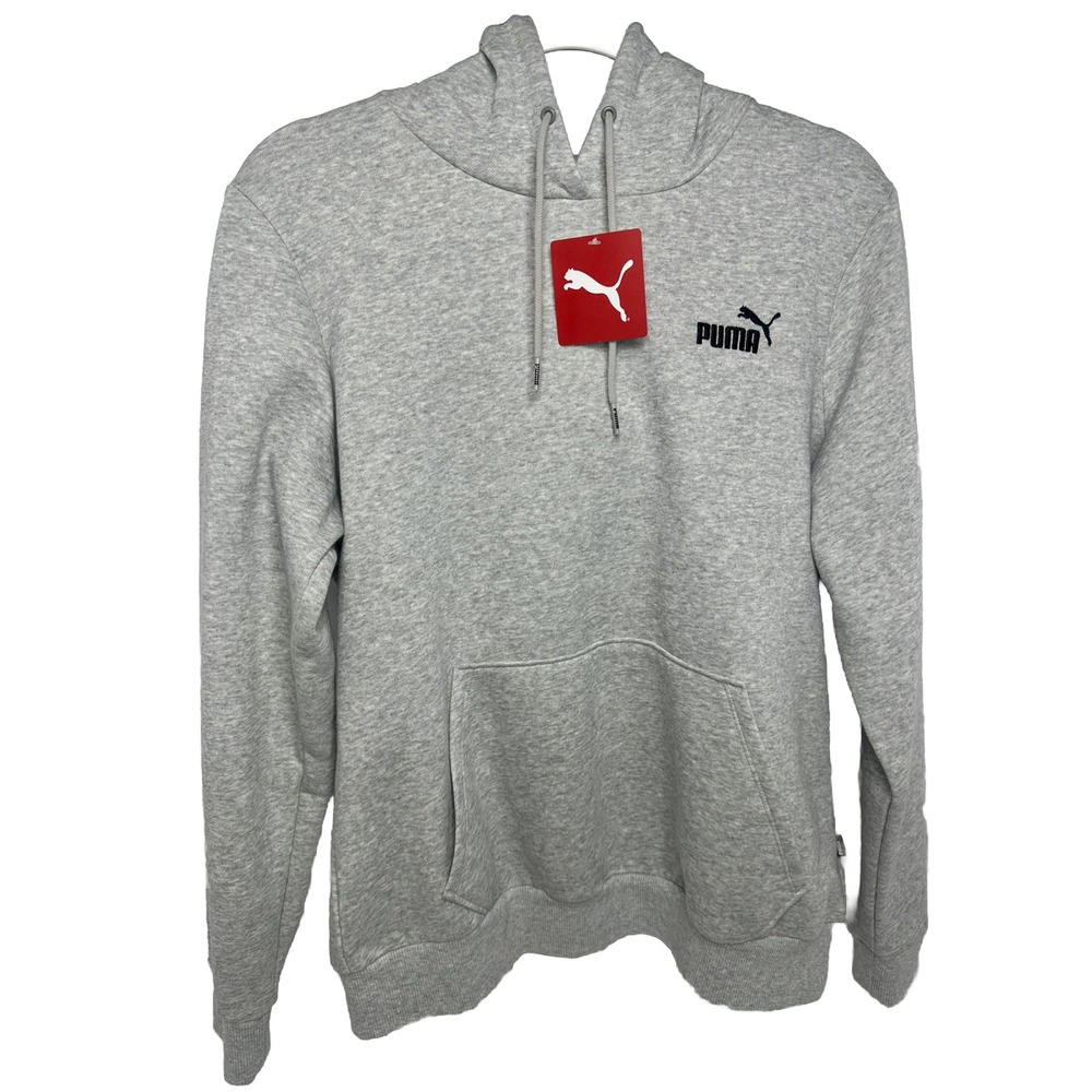Puma Ess+Embroidery Hoodie Light Gray Heather Size L/G NWT